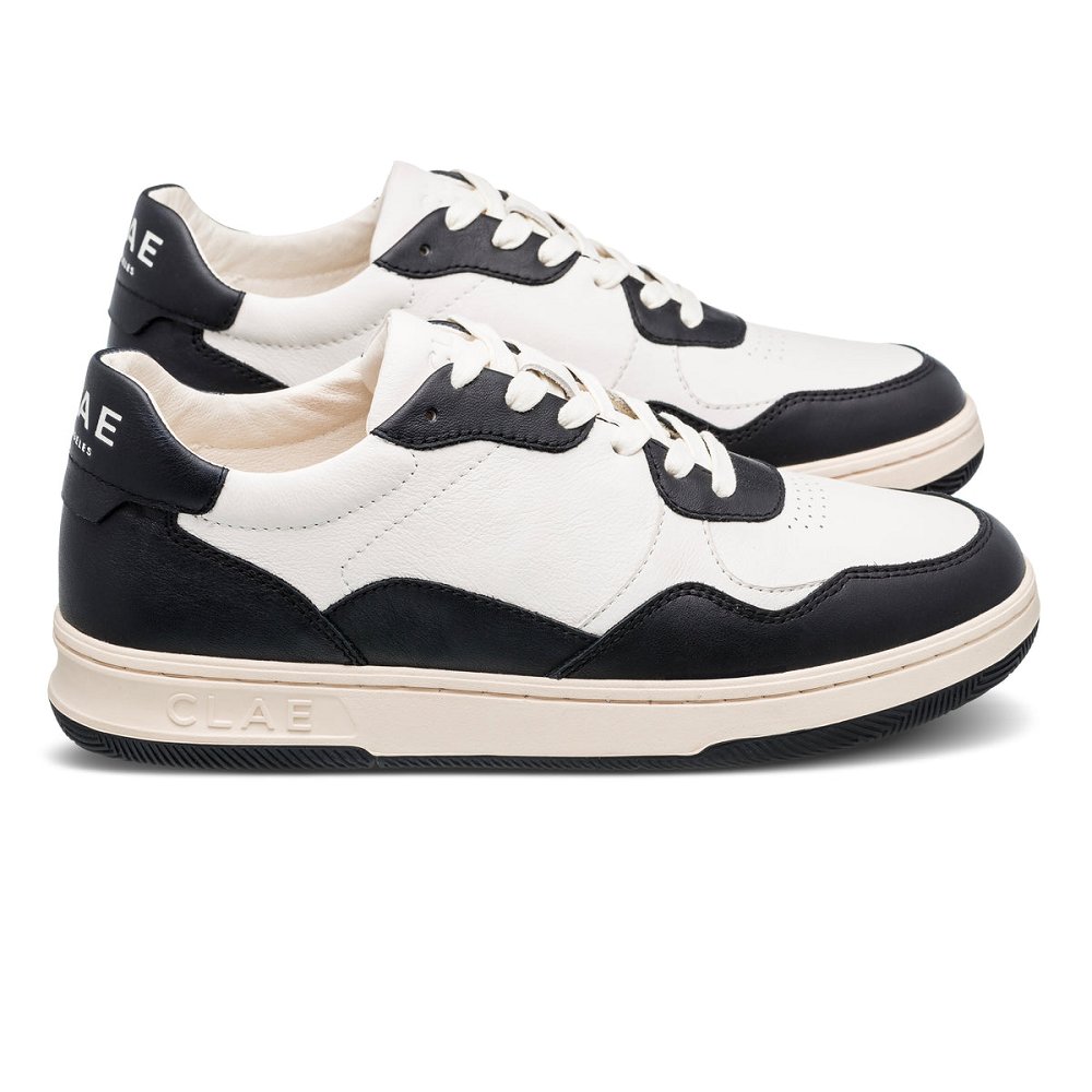 CLAE ELFORD Shoes Womens USA396-D70 In Black Leather Off White